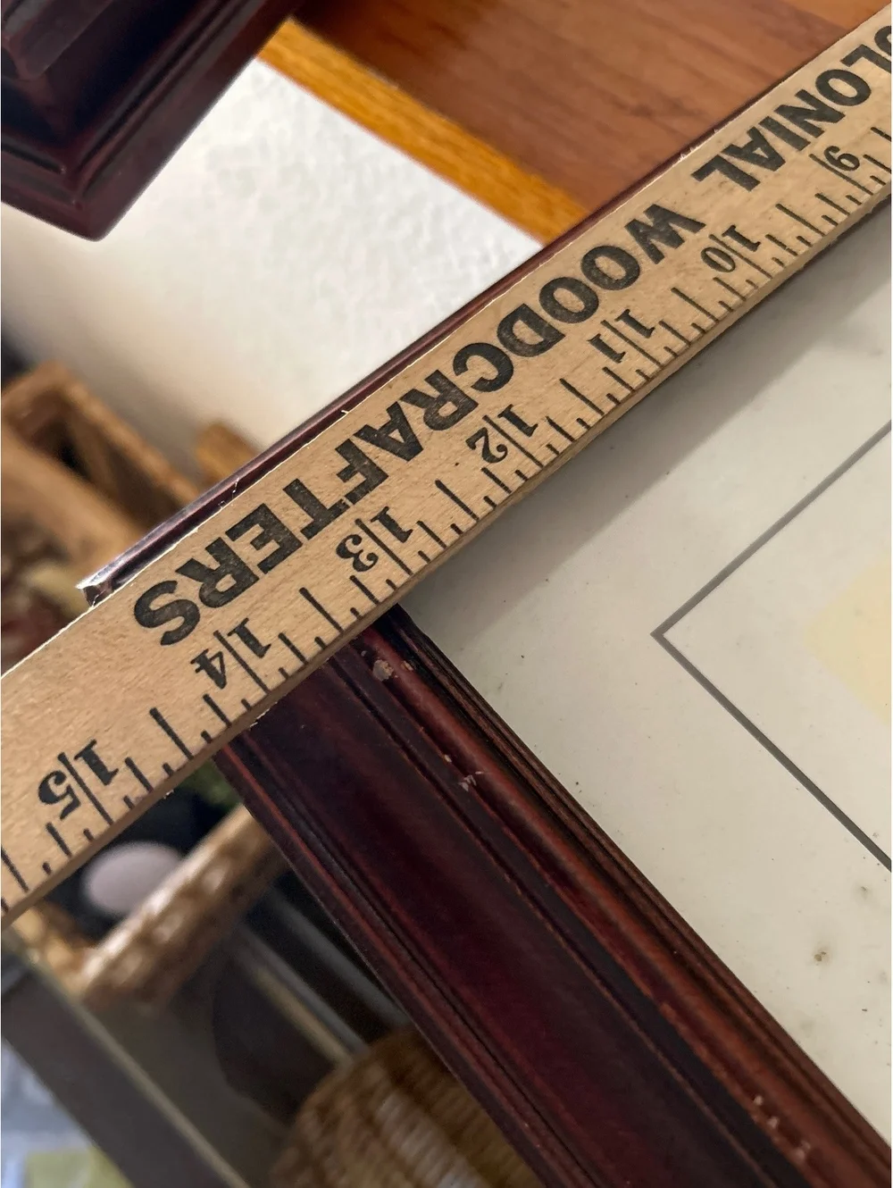 Vintage Wooden Picture Frame with Shell Print Art